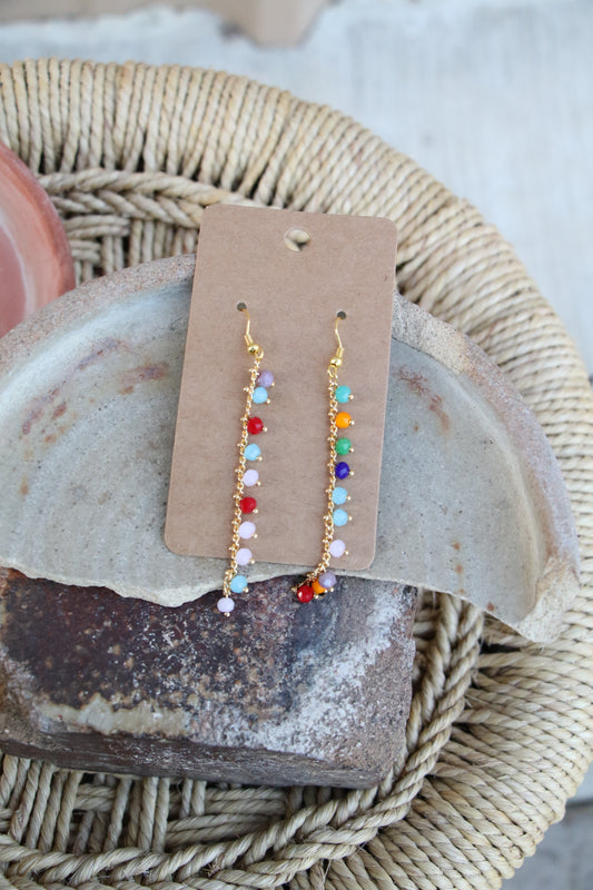 1236 R4-82 DIPPED GOLD CHAIN W/ GEMSTONE DROPS ER