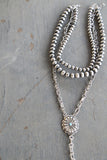 30015 H1658-10MM FAUX SILVER BEAD AND CONCHO 3 STRAND NL