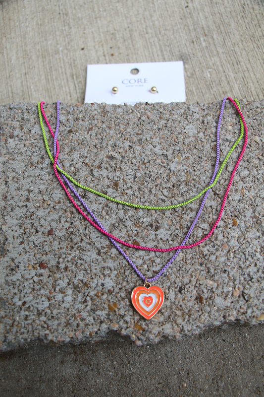 11139 H166 3 STRAND MULTI COLORED CHAIN NL W/ HEART CHART