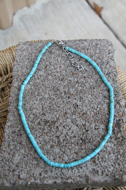 12348 N70 2MM HESHI BLUE TURQUOISE NECKLACE
