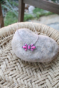 20068 T19 PINK FLOWER CONCHO NECKLACE