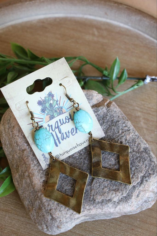 122176 R3-93 BRASS DIAMOND AND TURQUOISE ER