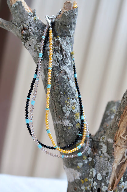 621500 R1 CHAM  CRYSTAL TURQ CHOKER NECKALCE