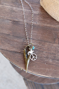 22250 NB2-101 Peace Love & Turquosie Chain Necklace