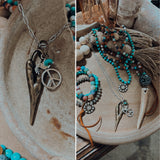 22250 NB2-101 Peace Love & Turquosie Chain Necklace