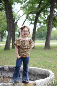 801 Toddler Mustard Cheetah Ruffle Top (6@$9)